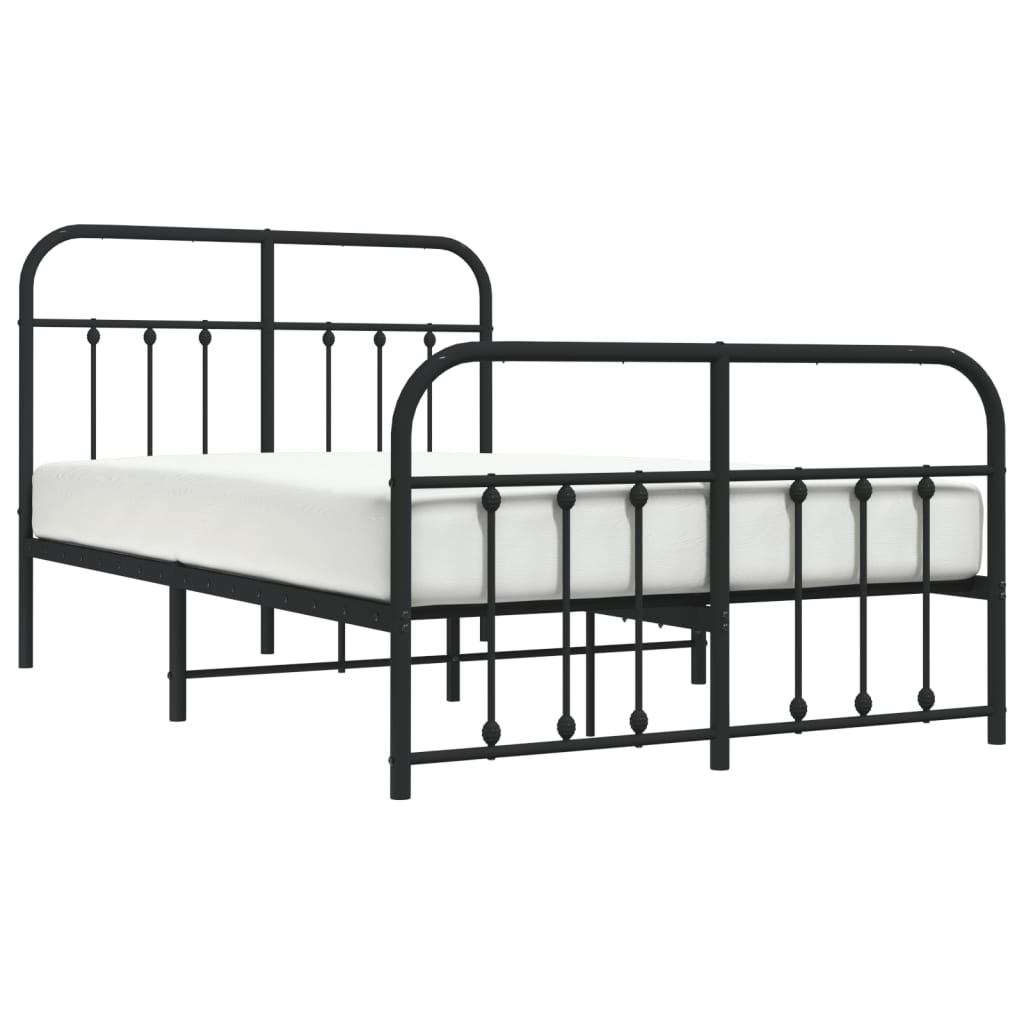 Metalni okvir kreveta uzglavlje i podnožje crni 120x200 cm