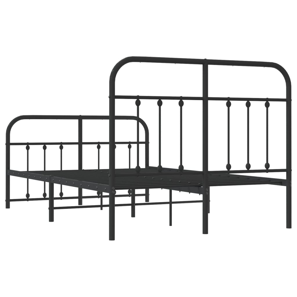 Metalni okvir kreveta uzglavlje i podnožje crni 120x200 cm