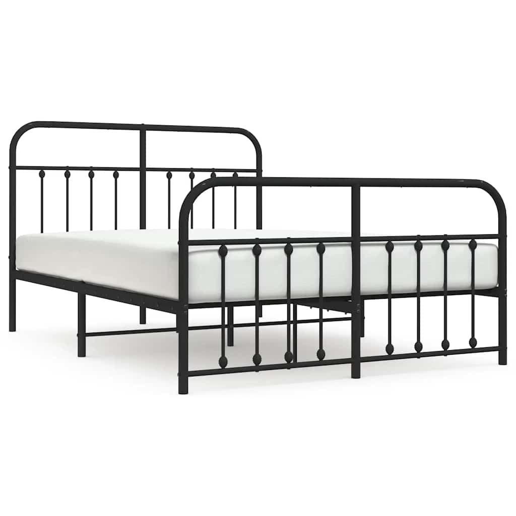 Metalni okvir kreveta uzglavlje i podnožje crni 135x190 cm