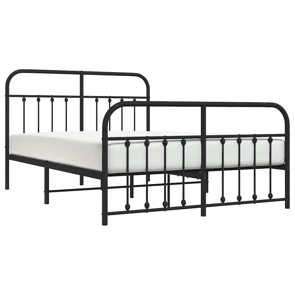 Metalni okvir kreveta uzglavlje i podnožje crni 135x190 cm
