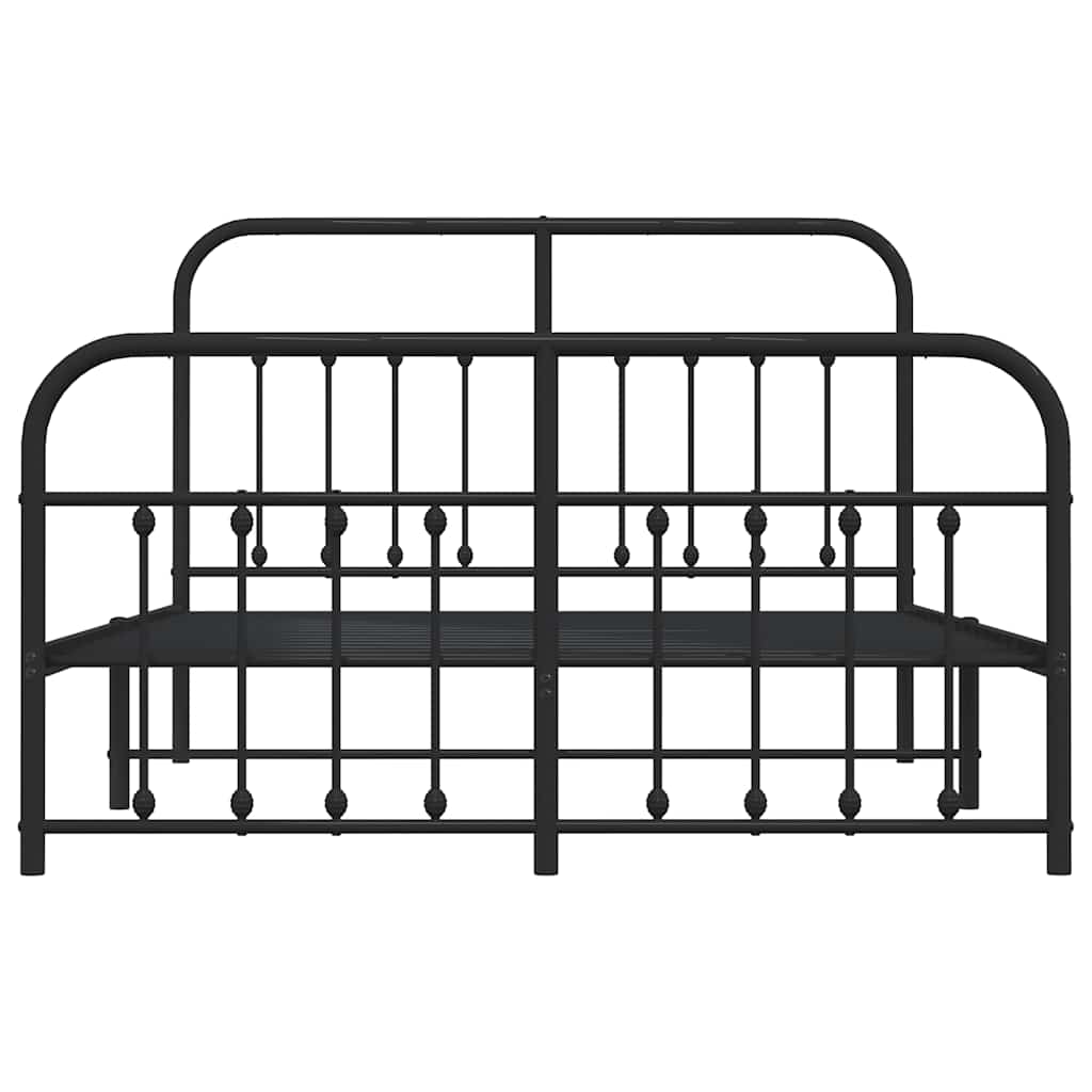Metalni okvir kreveta uzglavlje i podnožje crni 135x190 cm