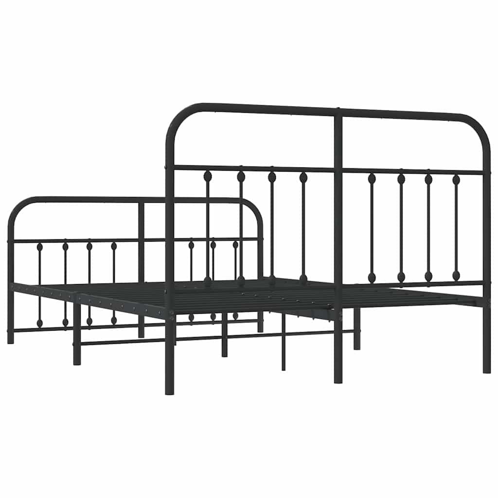 Metalni okvir kreveta uzglavlje i podnožje crni 135x190 cm
