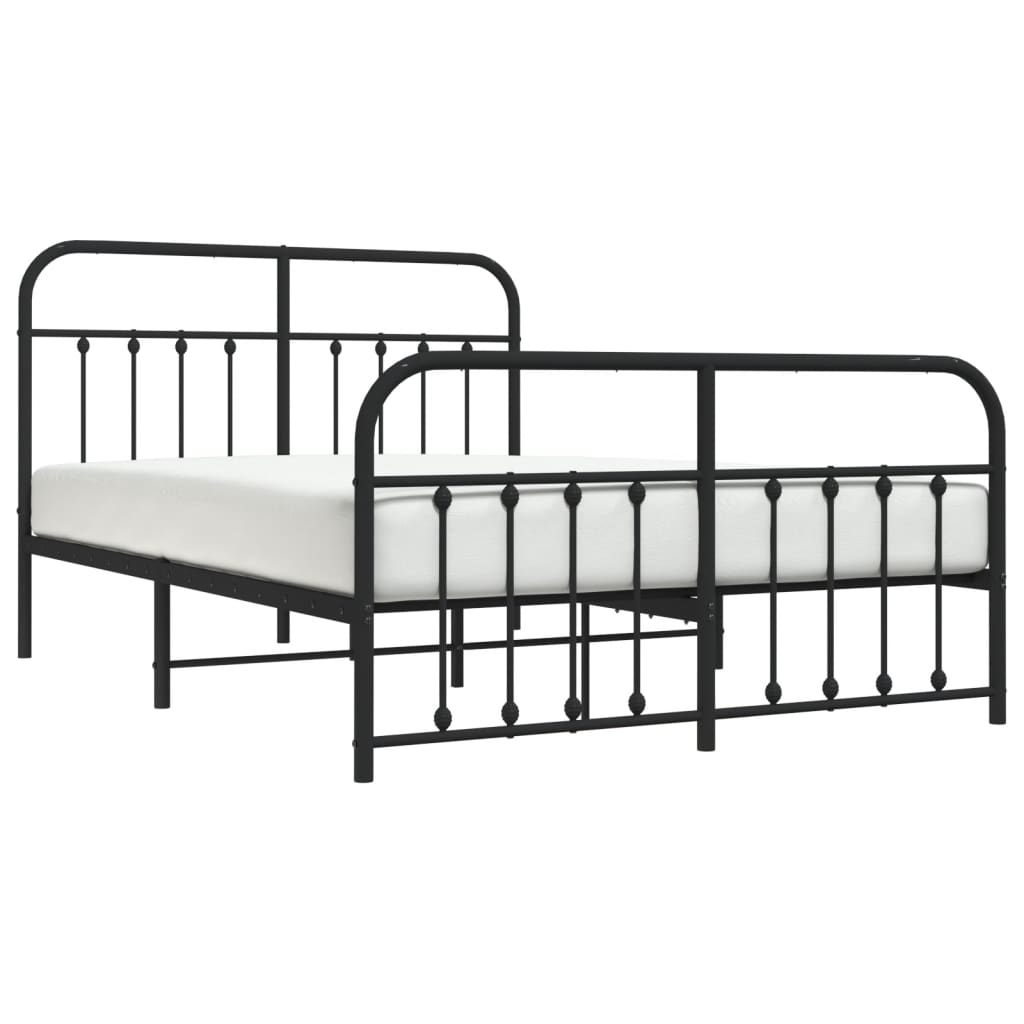 Metalni okvir kreveta uzglavlje i podnožje crni 140x200 cm