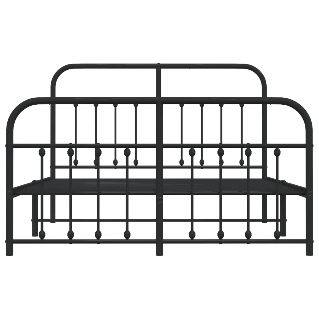 Metalni okvir kreveta uzglavlje i podnožje crni 140x200 cm