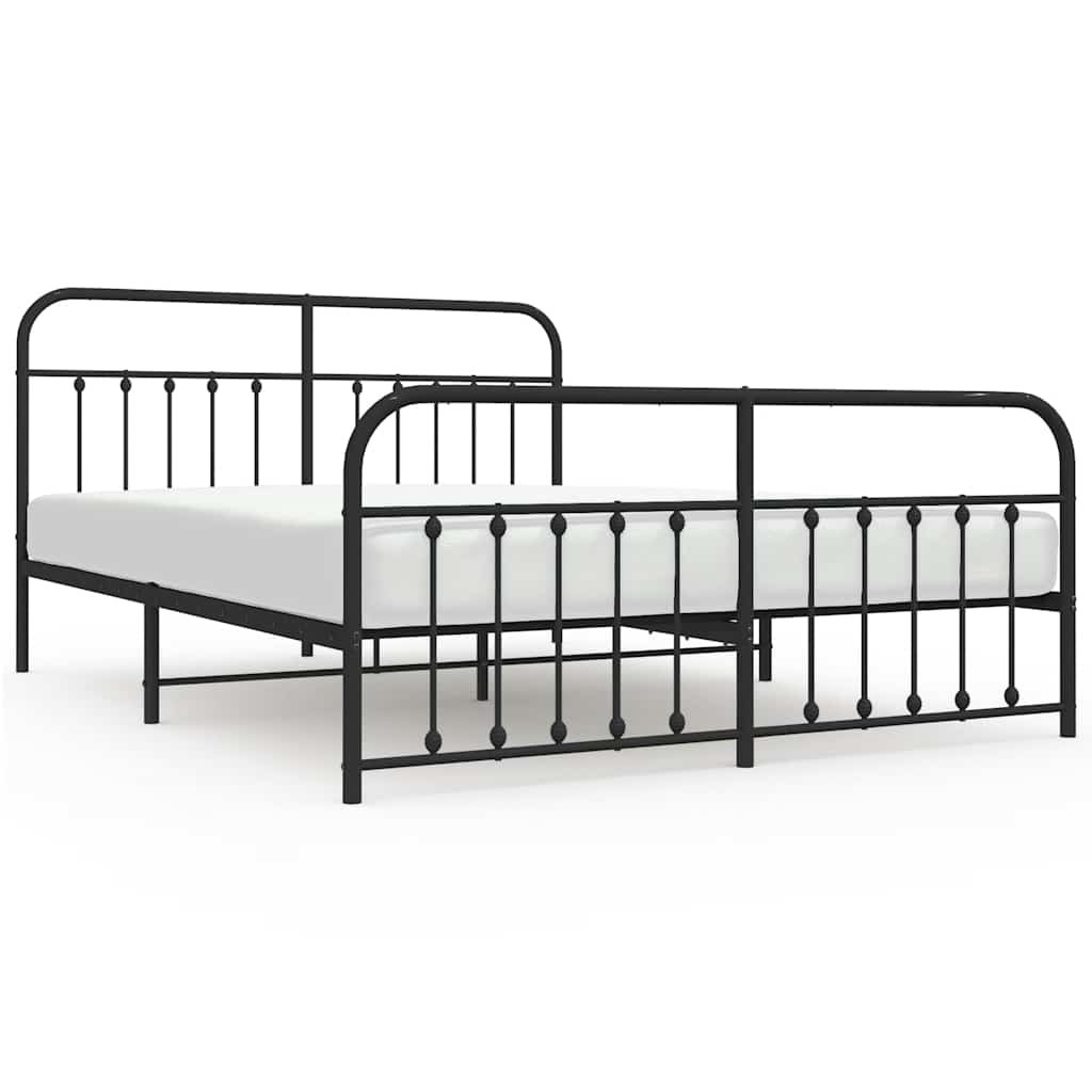 Metalni okvir kreveta uzglavlje i podnožje crni 183x213 cm