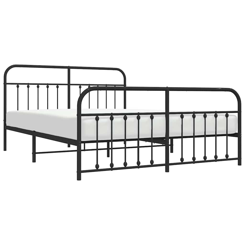 Metalni okvir kreveta uzglavlje i podnožje crni 183x213 cm