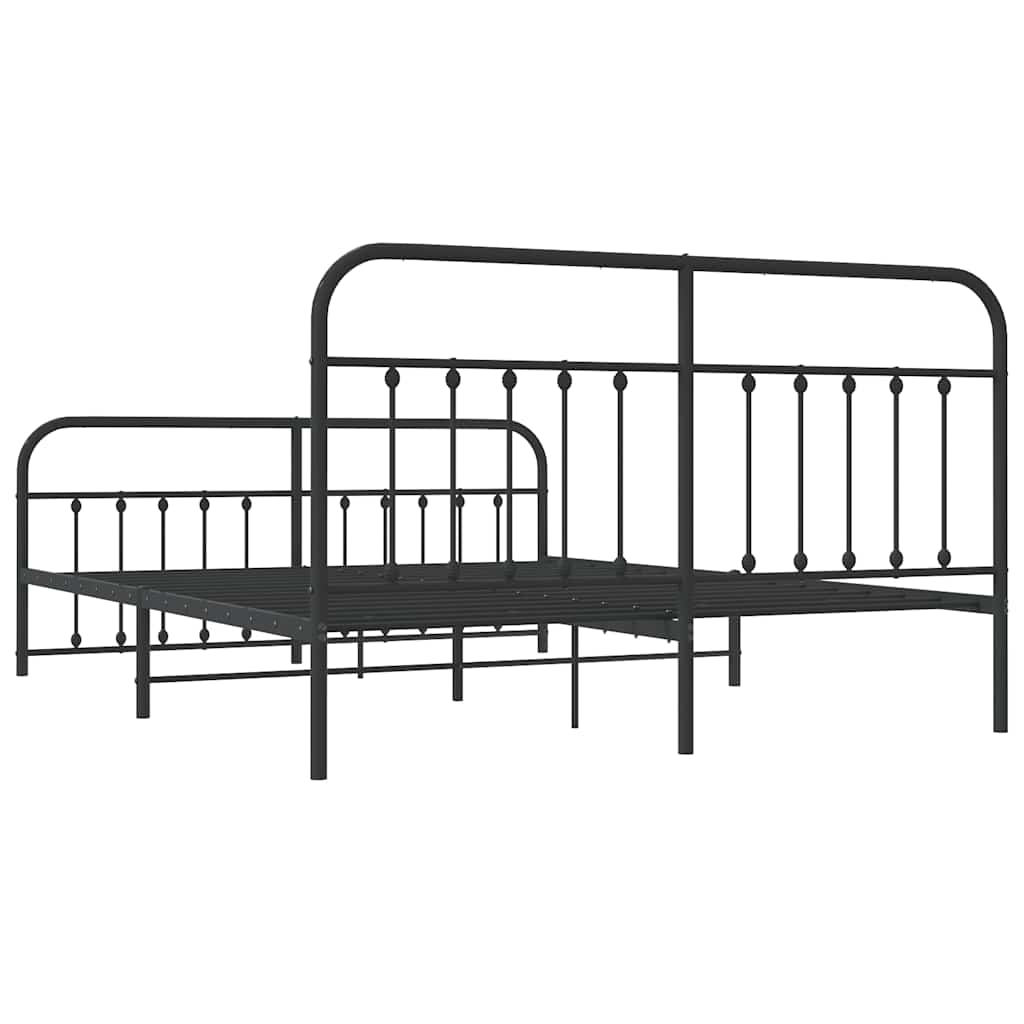 Metalni okvir kreveta uzglavlje i podnožje crni 183x213 cm