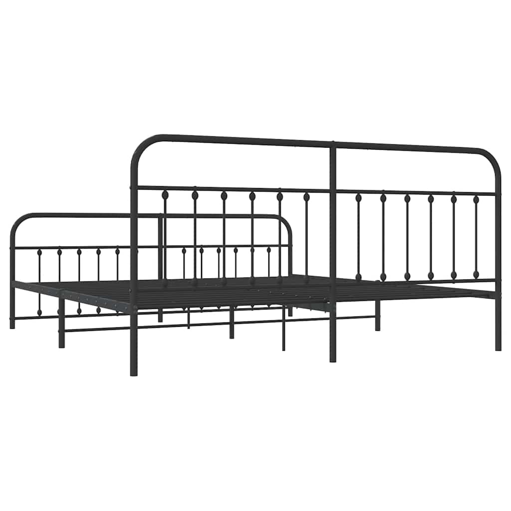 Metalni okvir kreveta uzglavlje i podnožje crni 193x203 cm