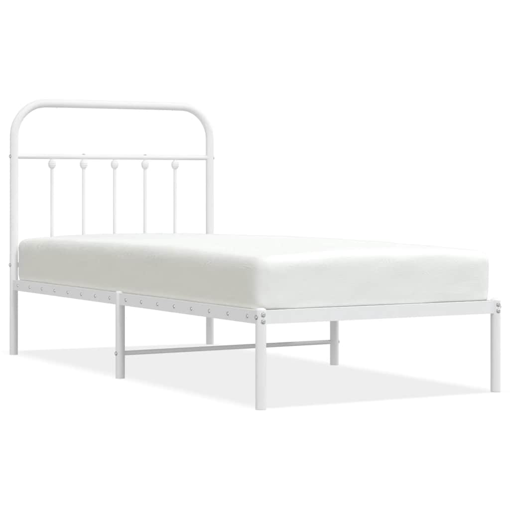 Metalni okvir za krevet s uzglavljem bijeli 90 x 190 cm