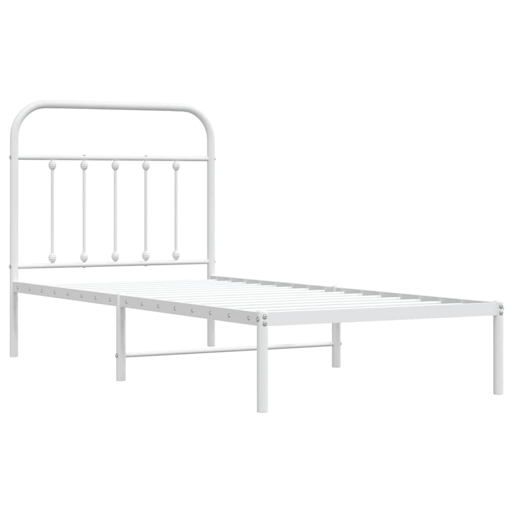 Metalni okvir za krevet s uzglavljem bijeli 90 x 190 cm