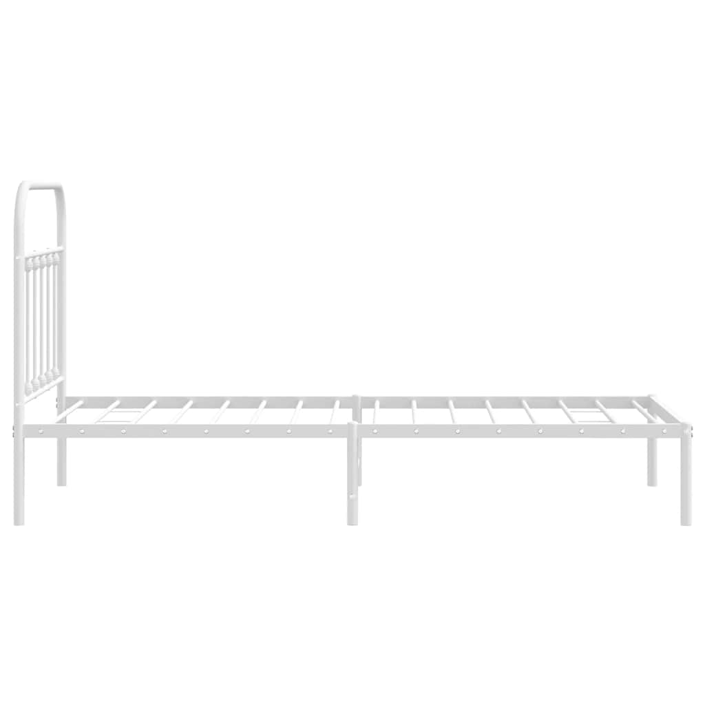 Metalni okvir za krevet s uzglavljem bijeli 90x200 cm
