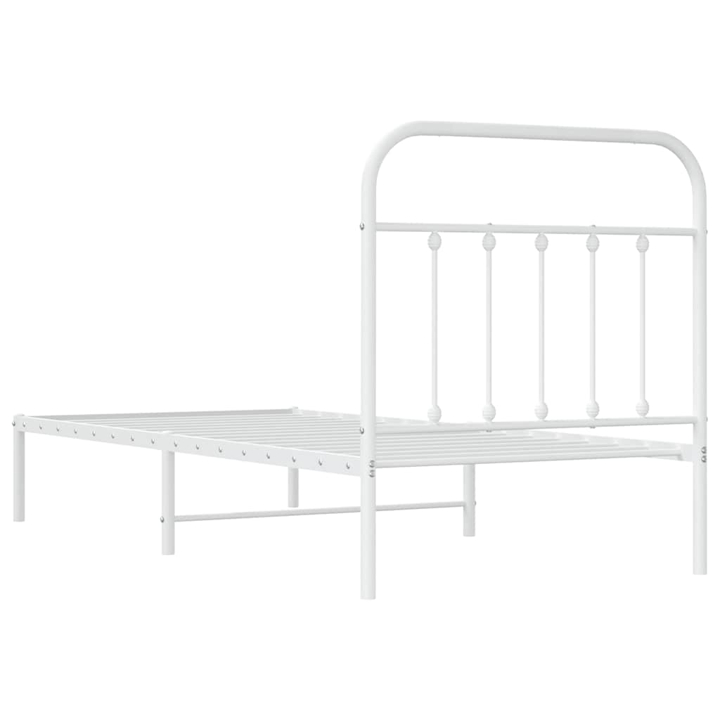 Metalni okvir za krevet s uzglavljem bijeli 90x200 cm
