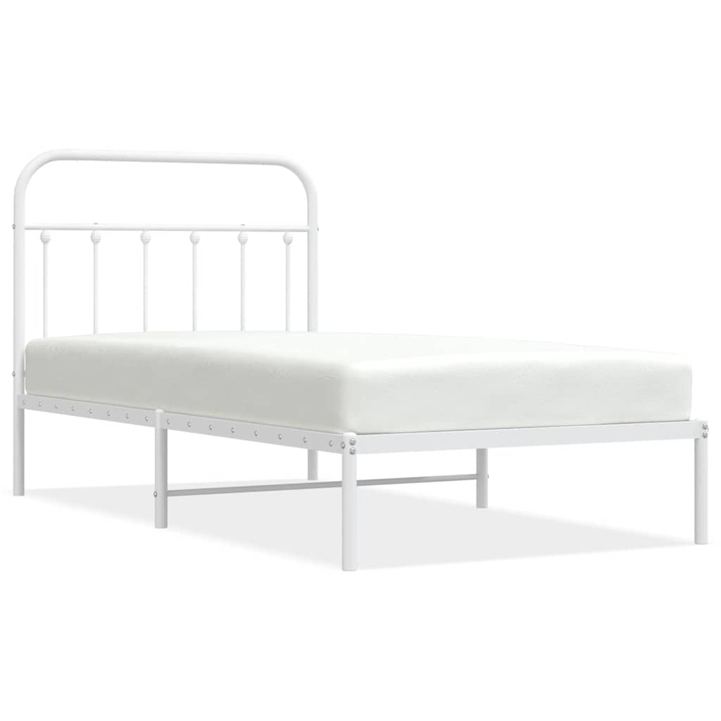 Metalni okvir za krevet s uzglavljem bijeli 100x190 cm