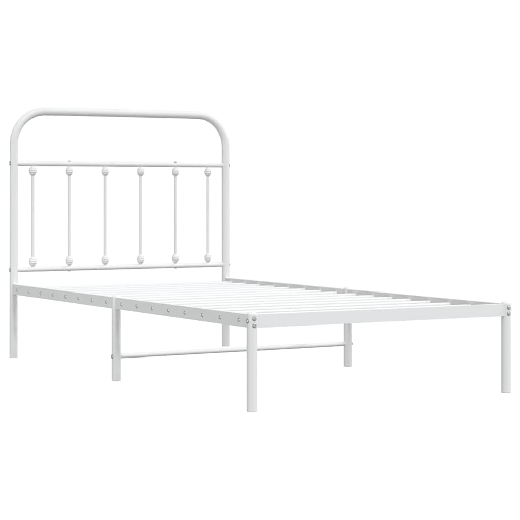 Metalni okvir za krevet s uzglavljem bijeli 100x190 cm