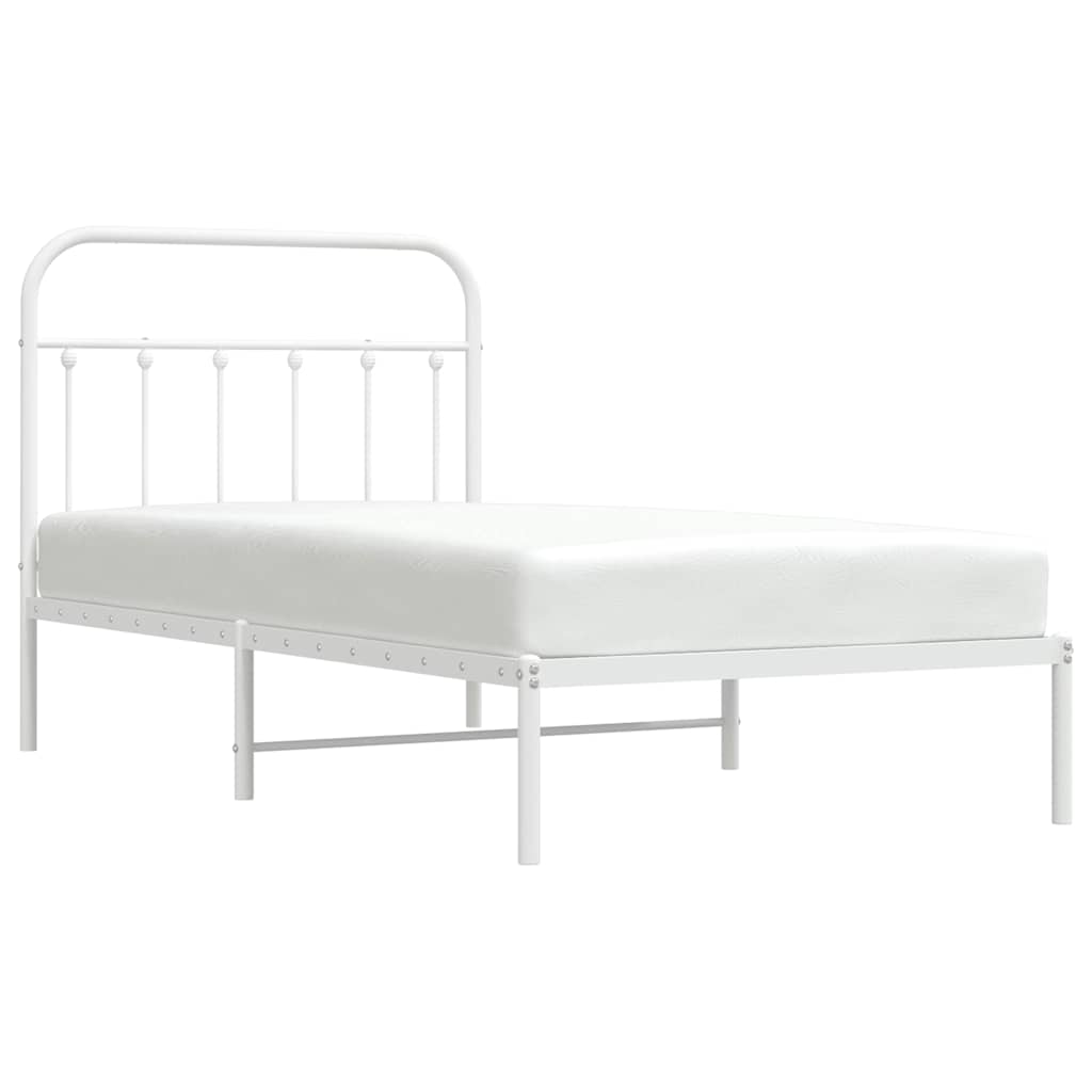 Metalni okvir za krevet s uzglavljem bijeli 100x190 cm