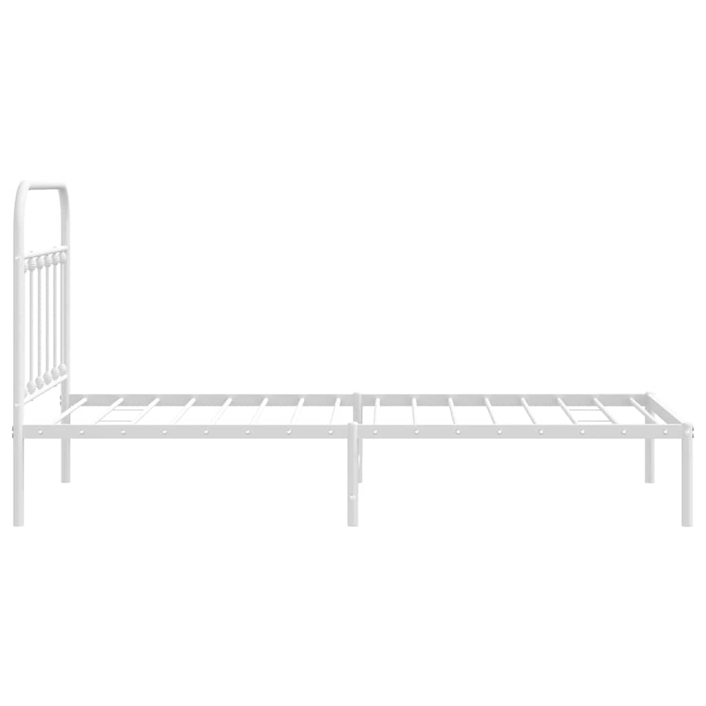 Metalni okvir za krevet s uzglavljem bijeli 100x190 cm