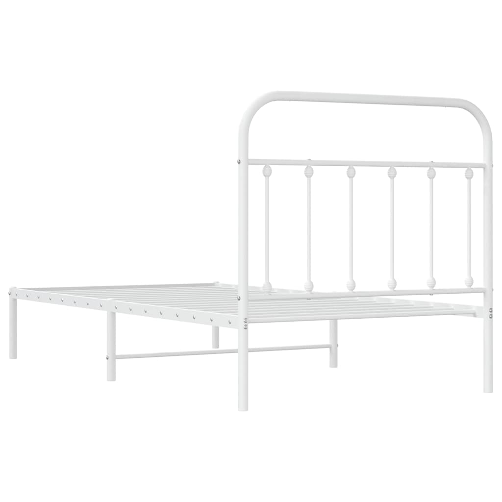 Metalni okvir za krevet s uzglavljem bijeli 100x190 cm