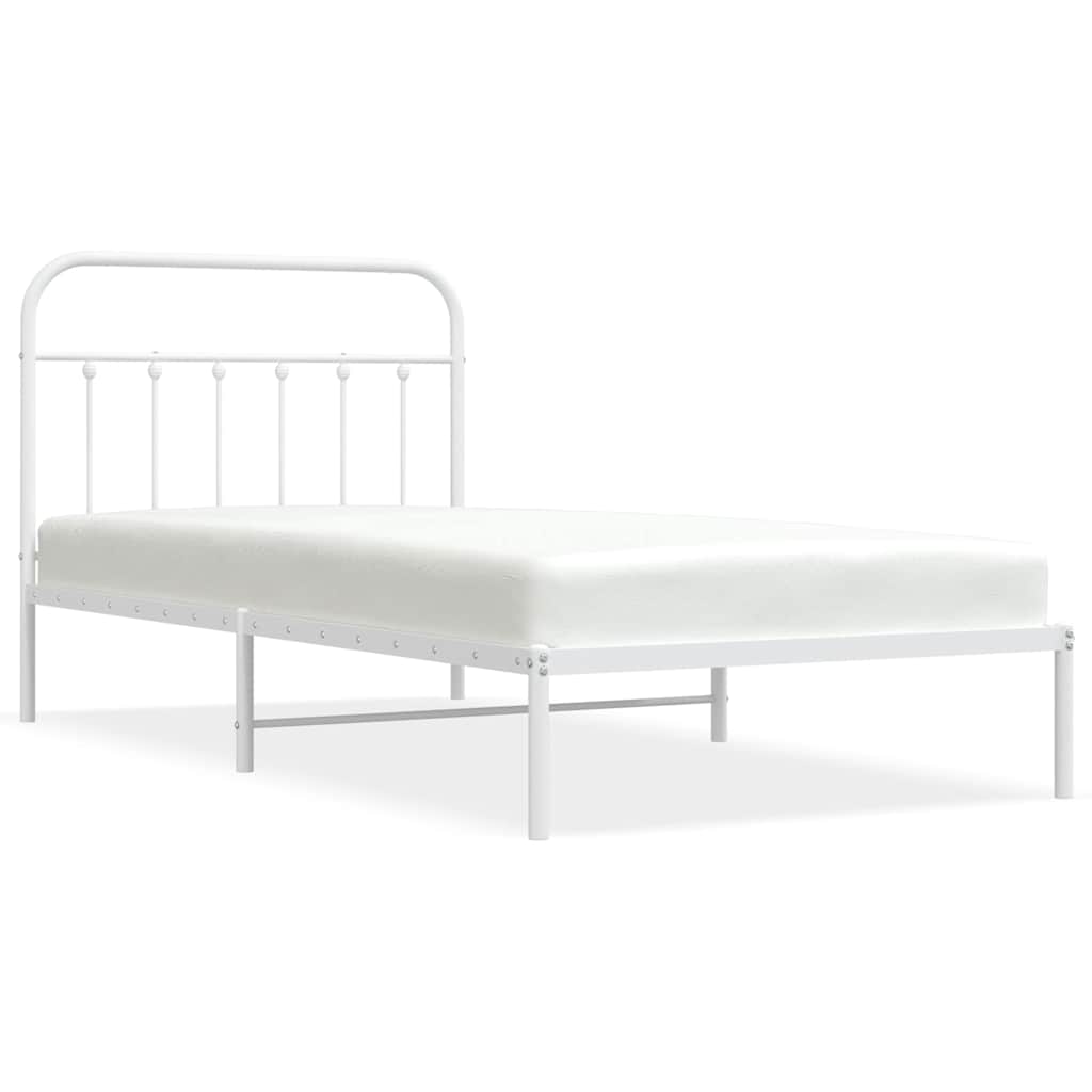 Metalni okvir za krevet s uzglavljem bijeli 100x200 cm