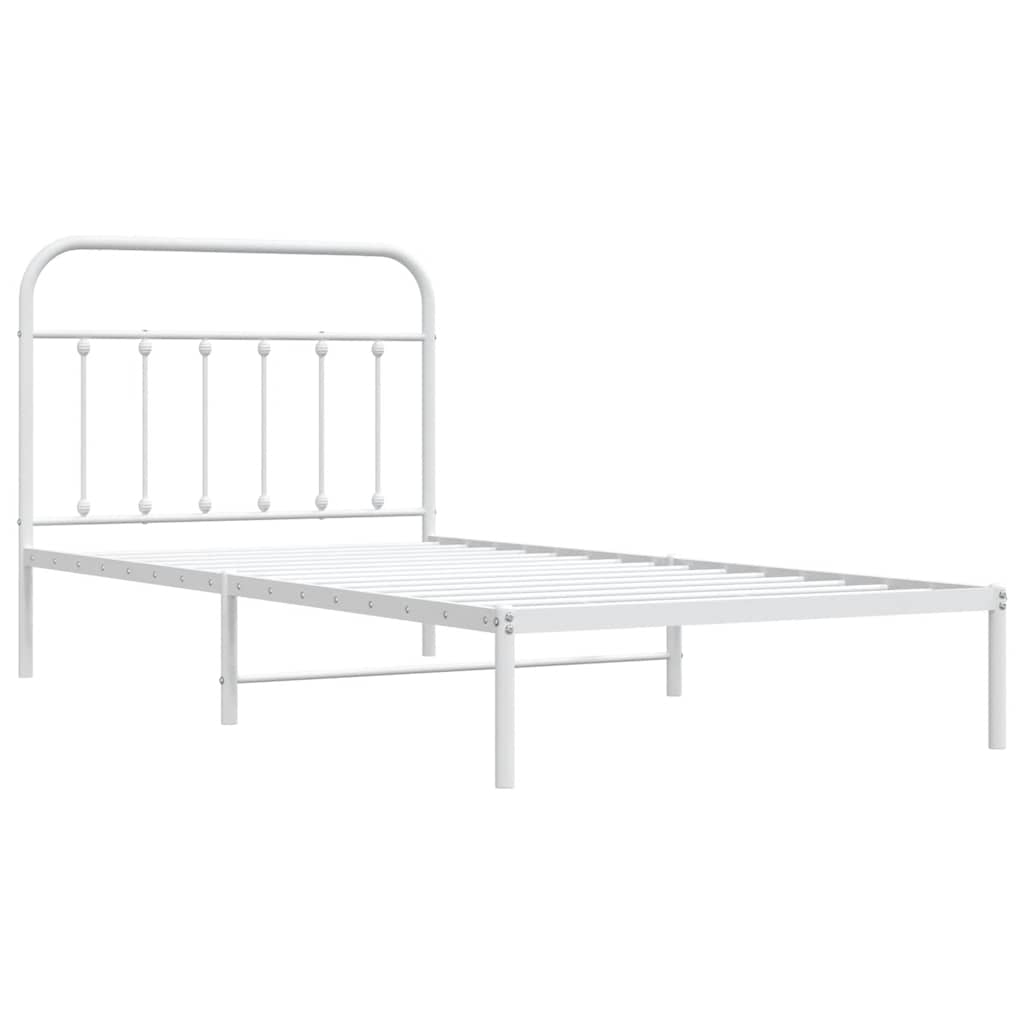 Metalni okvir za krevet s uzglavljem bijeli 100x200 cm