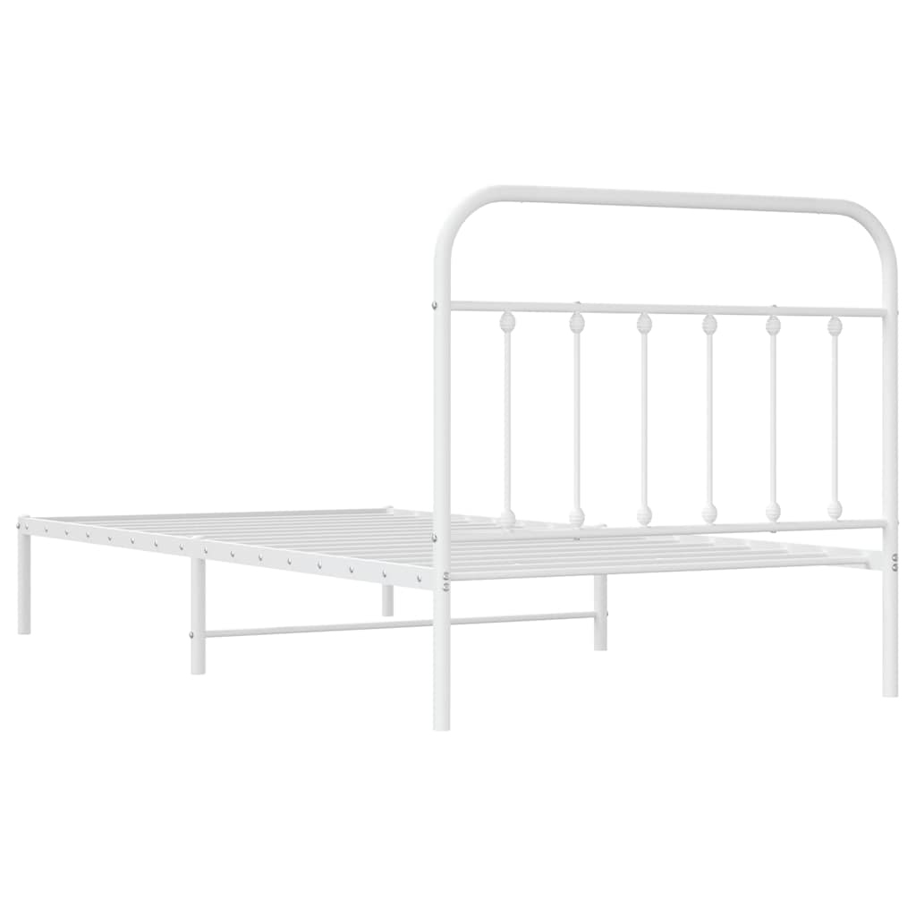 Metalni okvir za krevet s uzglavljem bijeli 100x200 cm