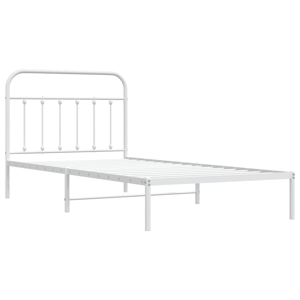 Metalni okvir za krevet s uzglavljem bijeli 107x203 cm