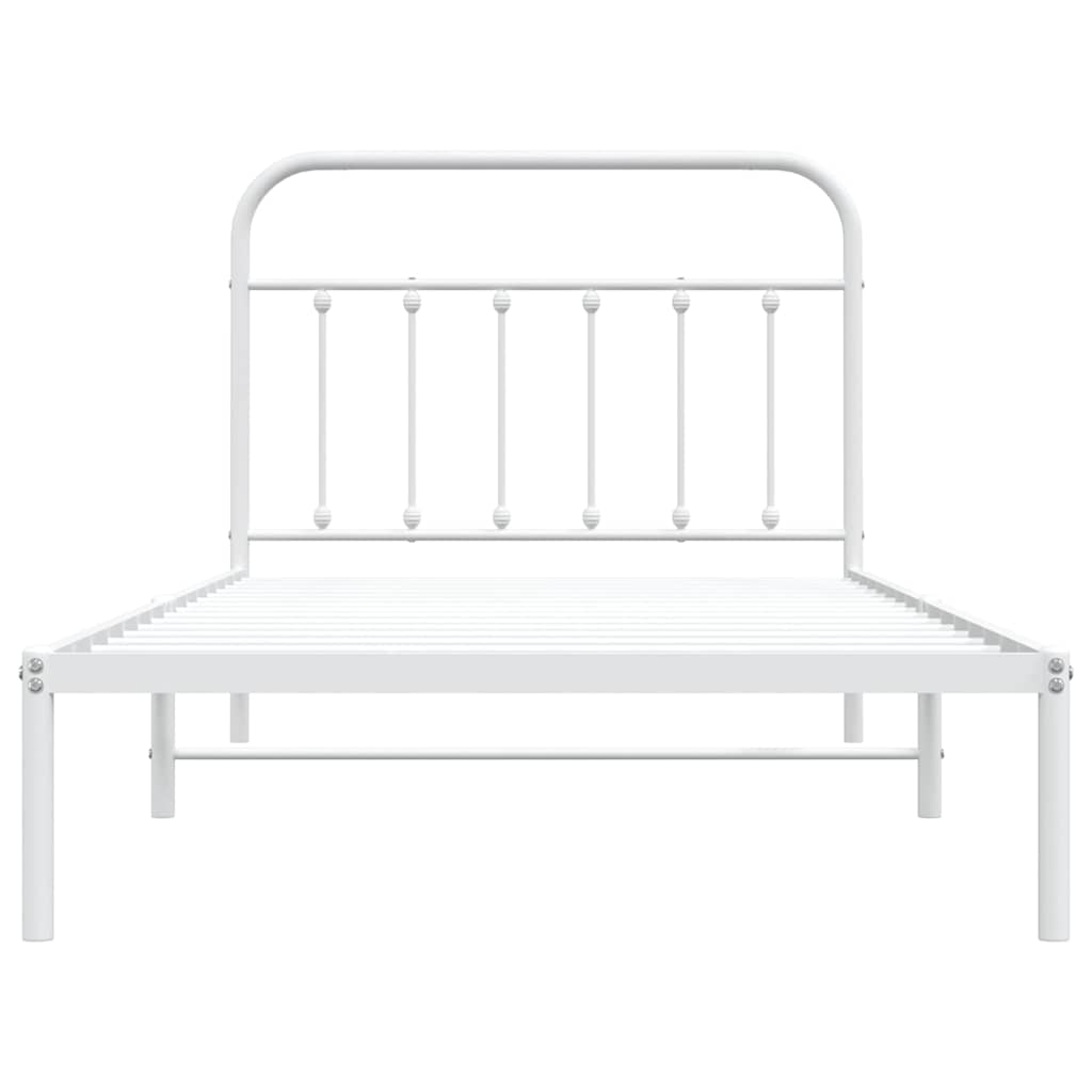 Metalni okvir za krevet s uzglavljem bijeli 107x203 cm