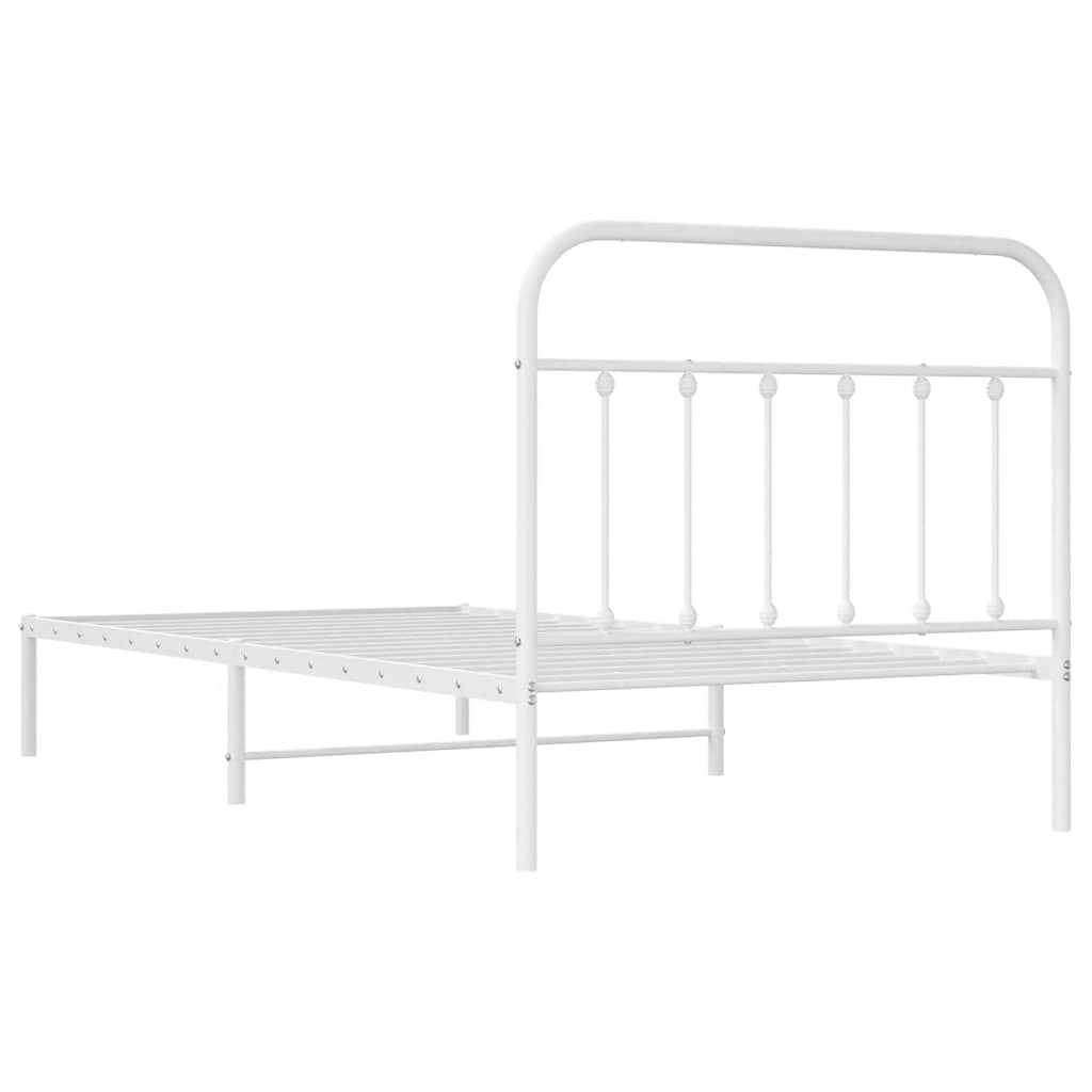 Metalni okvir za krevet s uzglavljem bijeli 107x203 cm