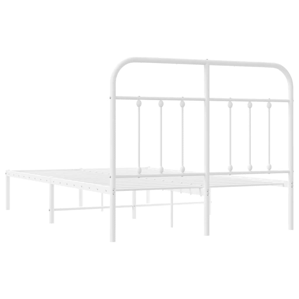 Metalni okvir za krevet s uzglavljem bijeli 120 x 190 cm