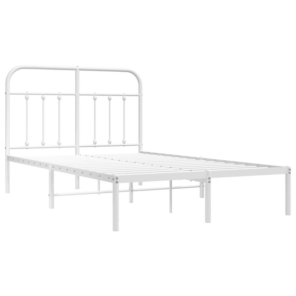 Metalni okvir za krevet s uzglavljem bijeli 120x200 cm