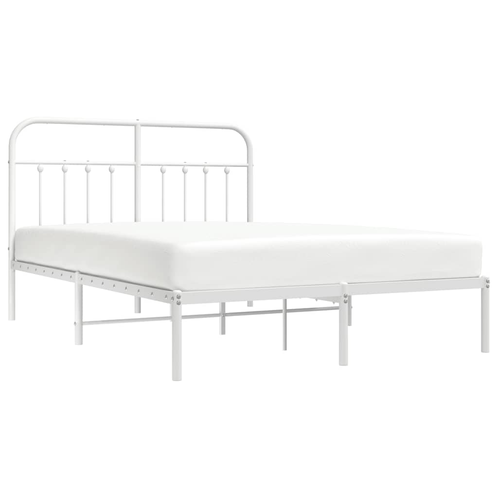 Metalni okvir za krevet s uzglavljem bijeli 135x190 cm