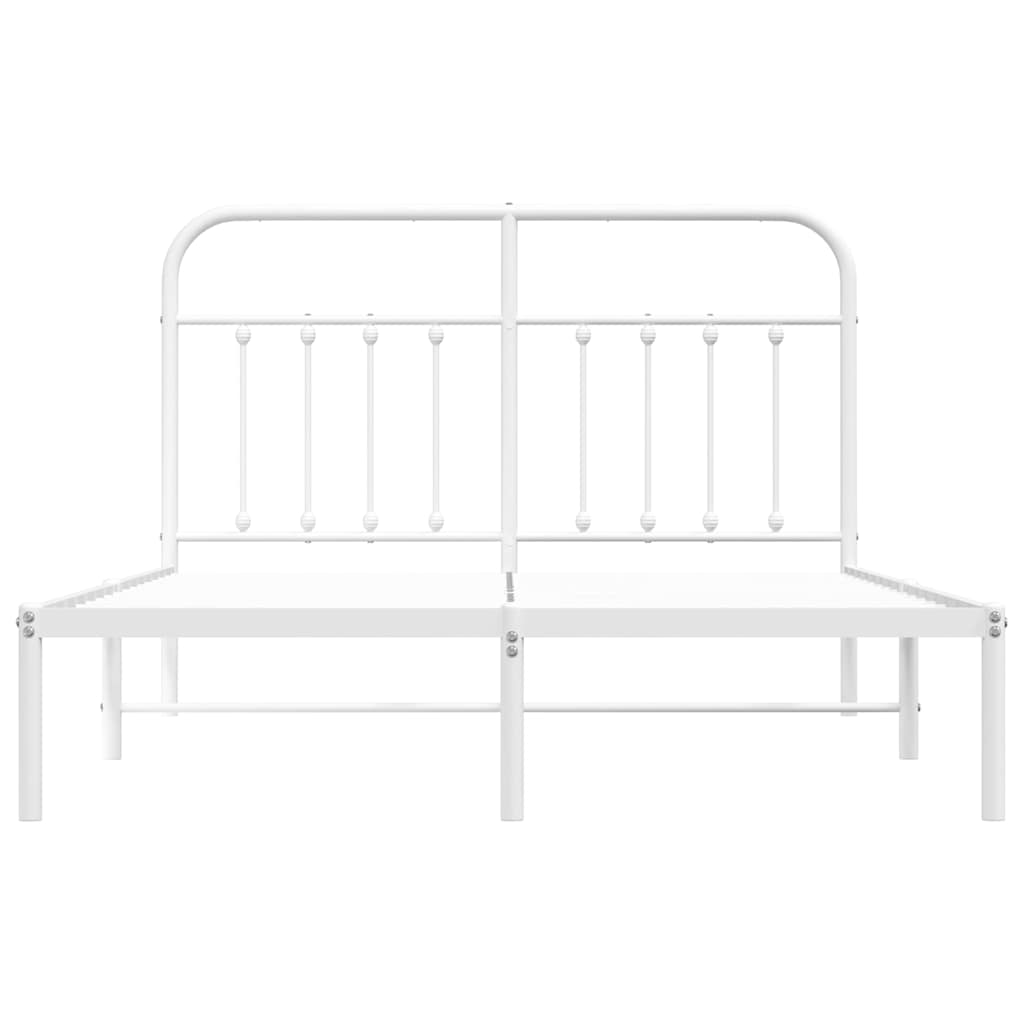 Metalni okvir za krevet s uzglavljem bijeli 135x190 cm