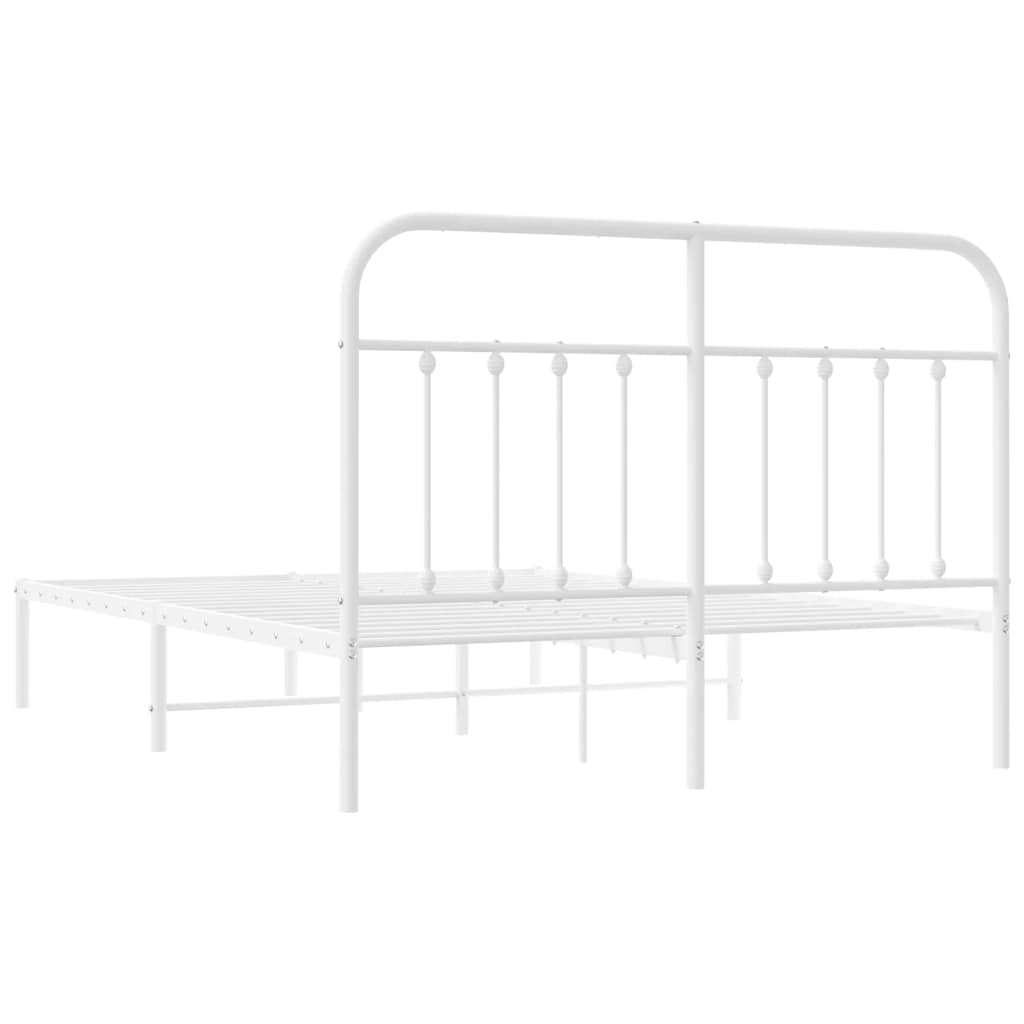 Metalni okvir za krevet s uzglavljem bijeli 135x190 cm