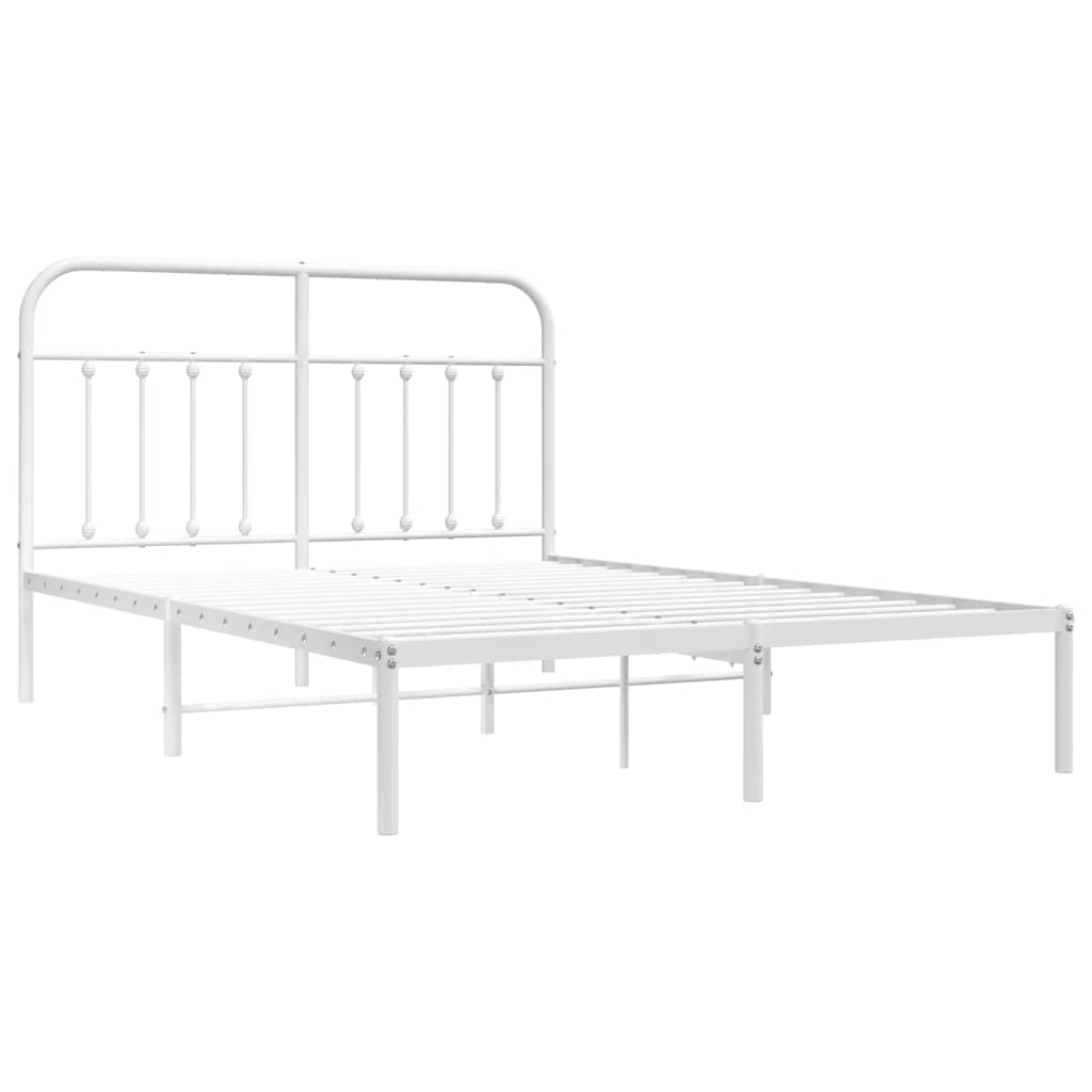 Metalni okvir za krevet s uzglavljem bijeli 140 x 190 cm