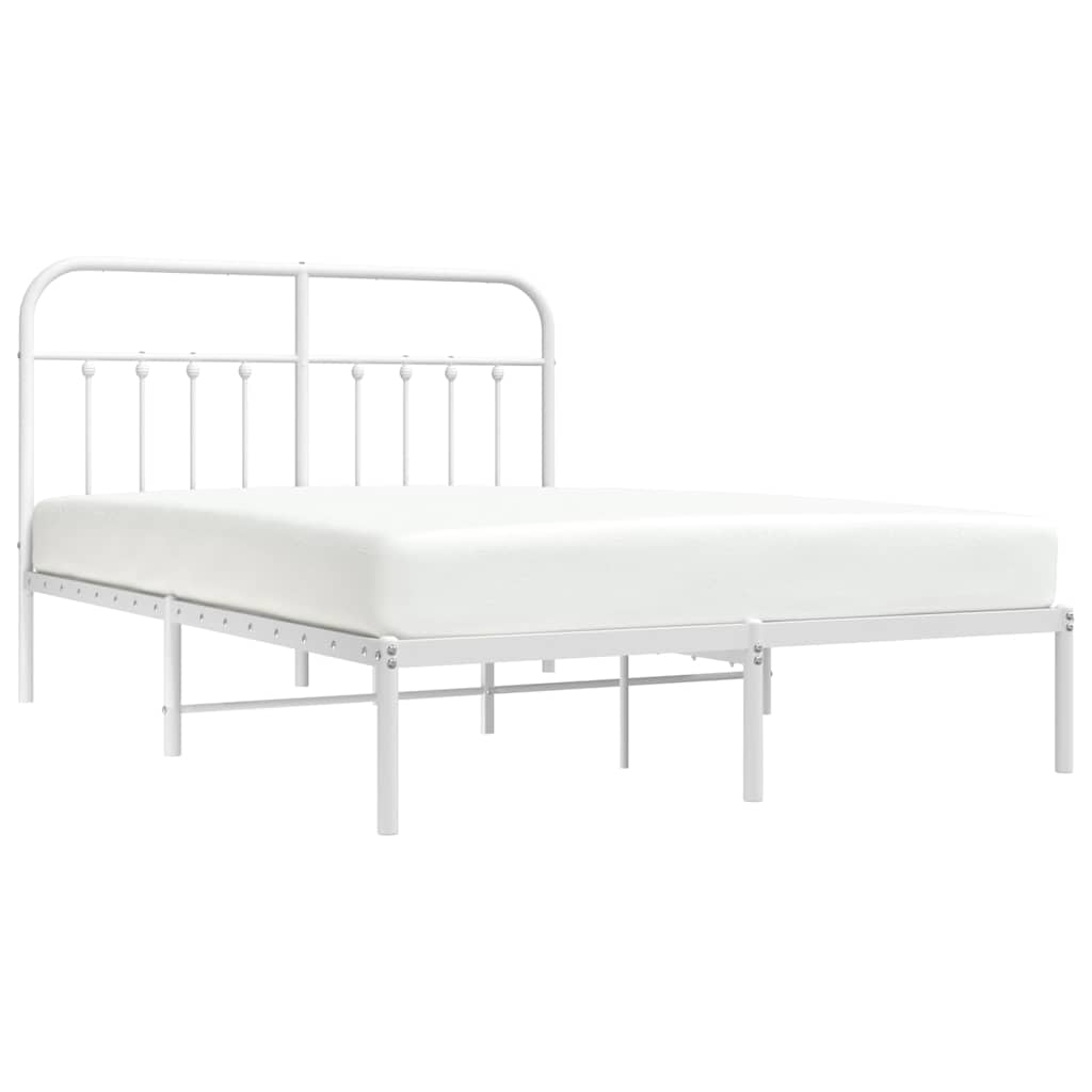 Metalni okvir za krevet s uzglavljem bijeli 140 x 190 cm