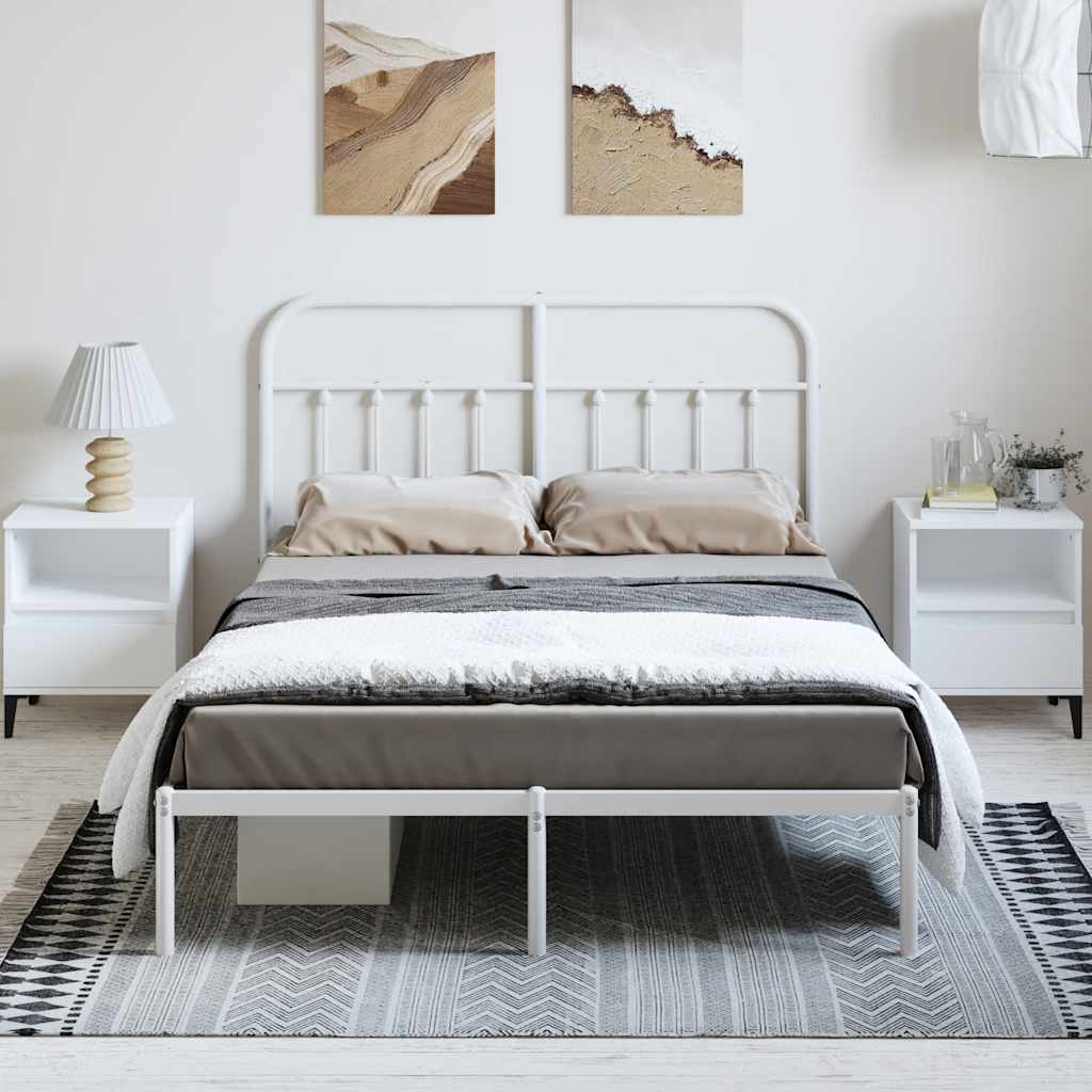 Metalni okvir za krevet s uzglavljem bijeli 150x200 cm
