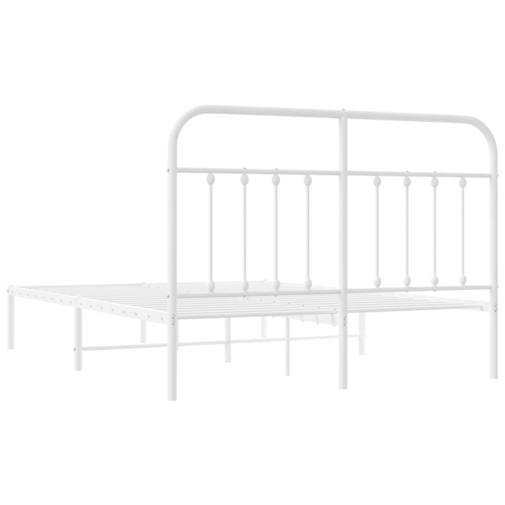 Metalni okvir za krevet s uzglavljem bijeli 150x200 cm