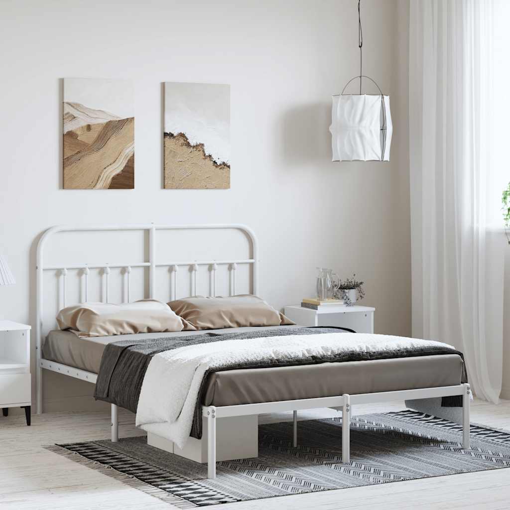 Metalni okvir za krevet s uzglavljem bijeli 150x200 cm