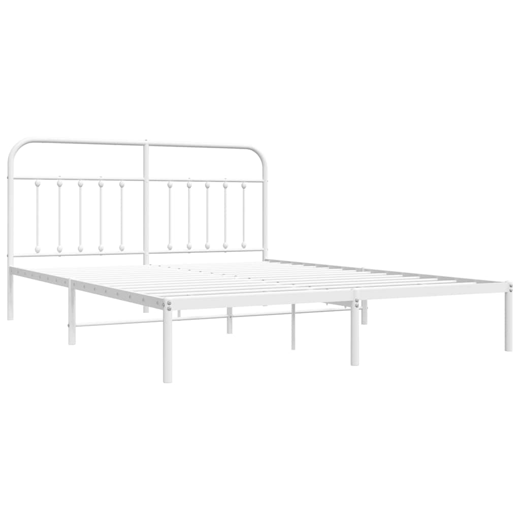 Metalni okvir za krevet s uzglavljem bijeli 160x200 cm