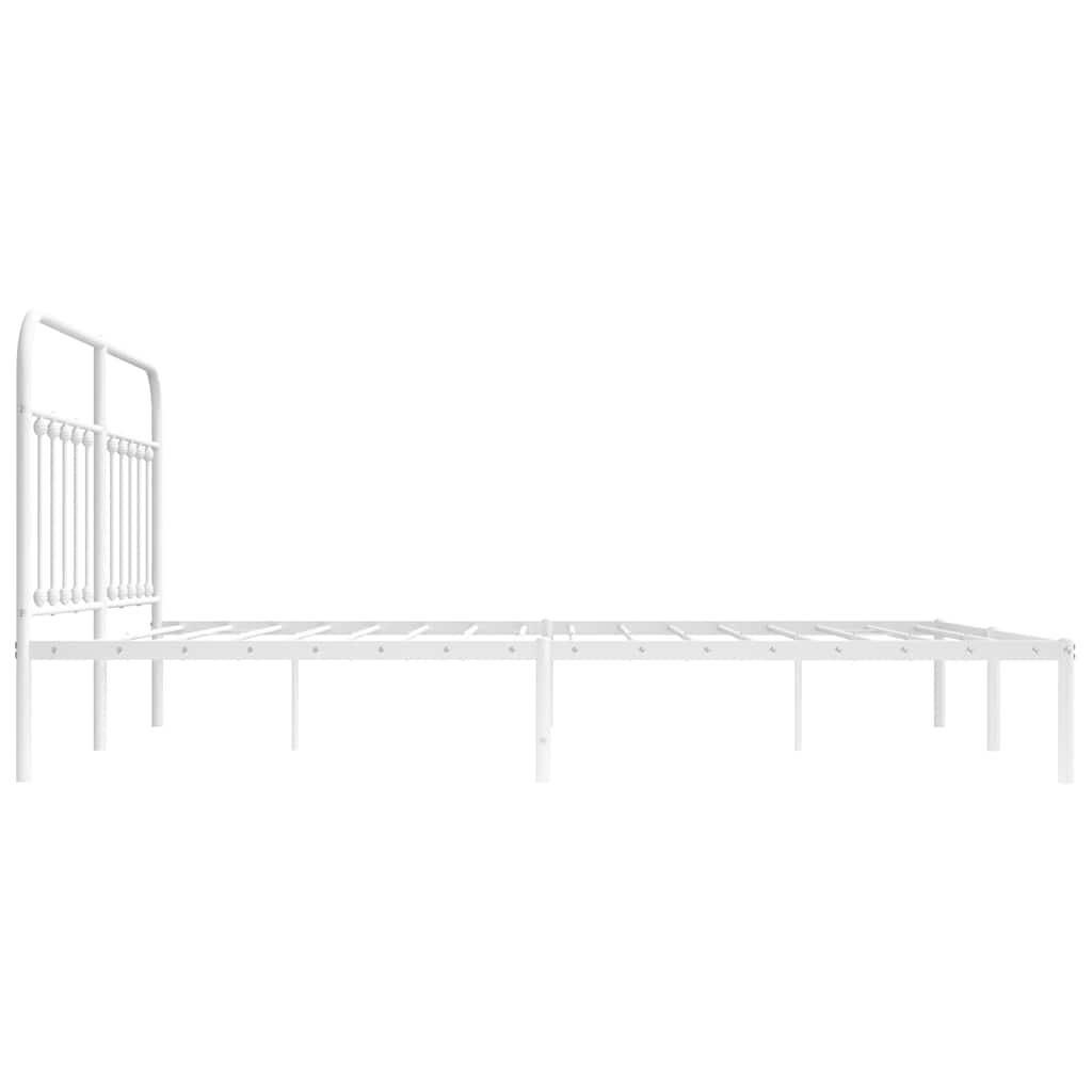 Metalni okvir za krevet s uzglavljem bijeli 160x200 cm