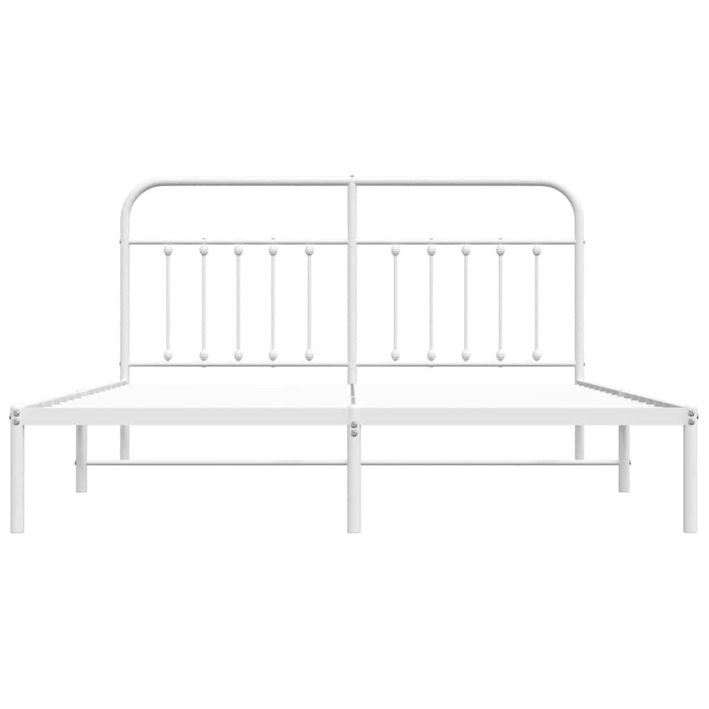 Metalni okvir za krevet s uzglavljem bijeli 180x200 cm
