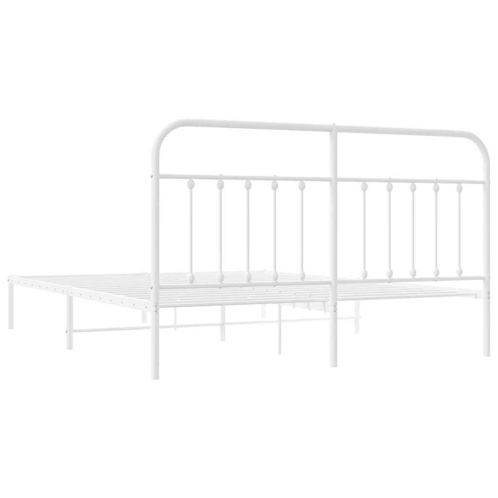 Metalni okvir za krevet s uzglavljem bijeli 180x200 cm