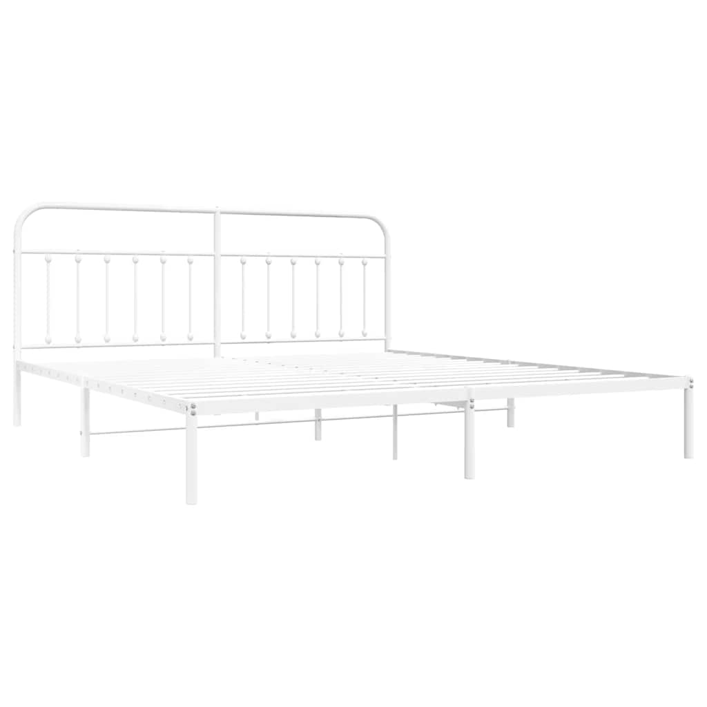 Metalni okvir za krevet s uzglavljem bijeli 193x203 cm