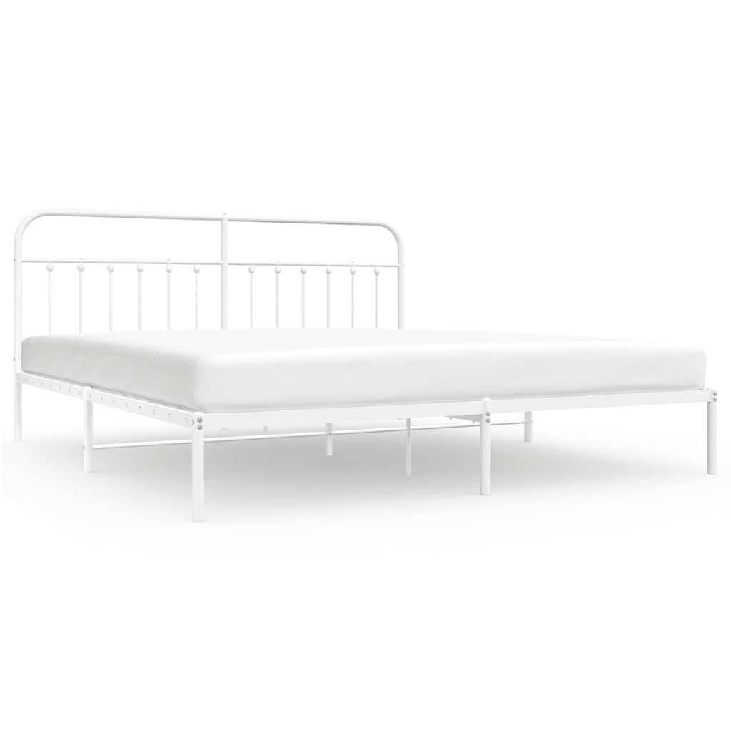 Metalni okvir za krevet s uzglavljem bijeli 200x200 cm