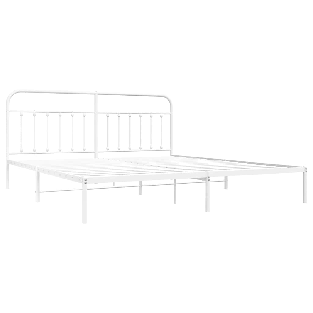 Metalni okvir za krevet s uzglavljem bijeli 200x200 cm