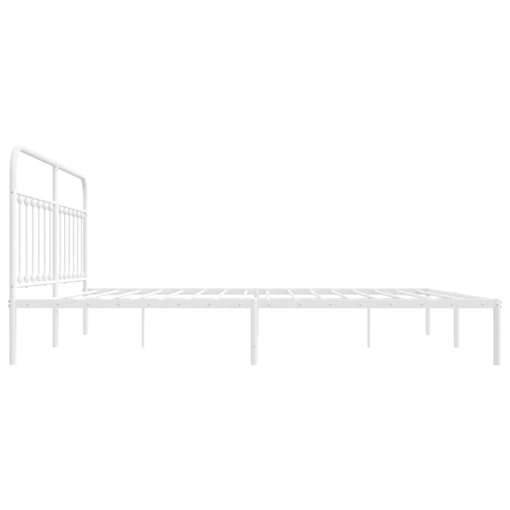 Metalni okvir za krevet s uzglavljem bijeli 200x200 cm