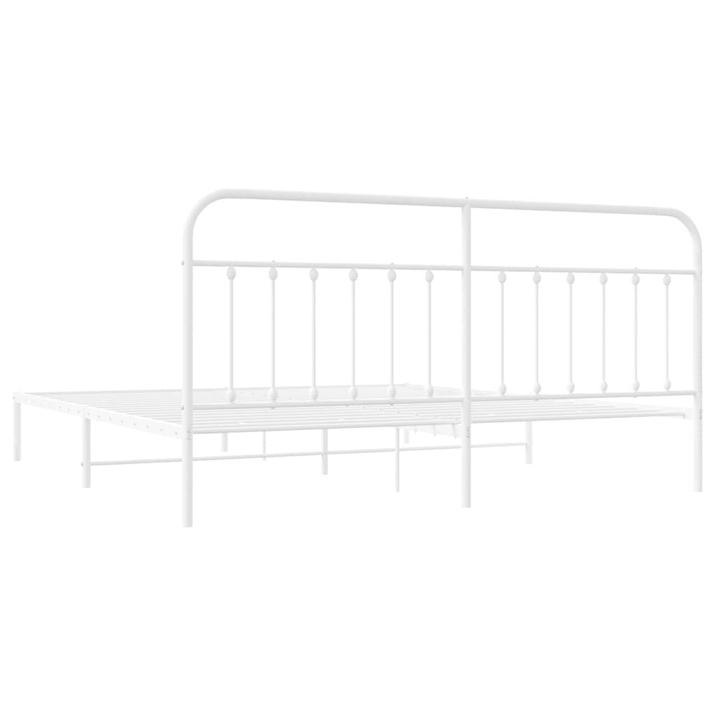 Metalni okvir za krevet s uzglavljem bijeli 200x200 cm