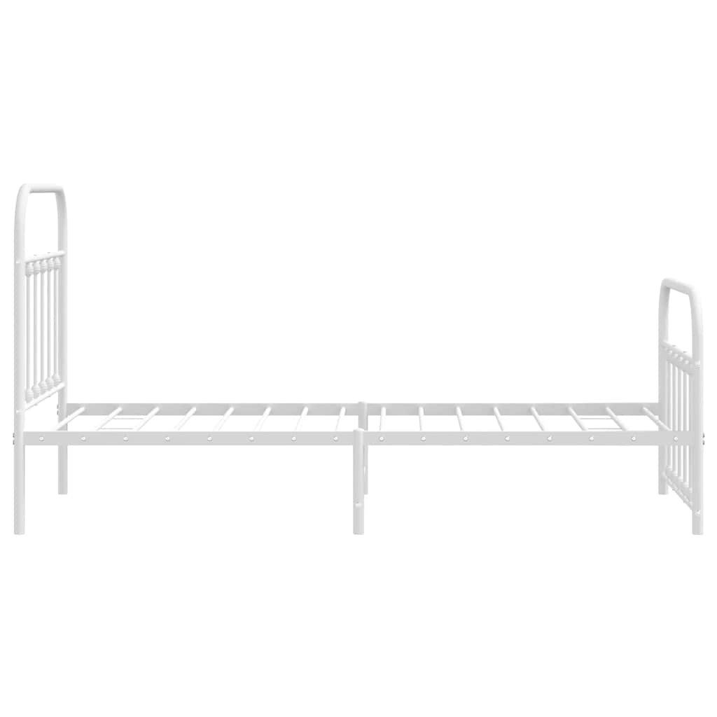 Metalni okvir kreveta uzglavlje i podnožje bijeli 90 x 200 cm