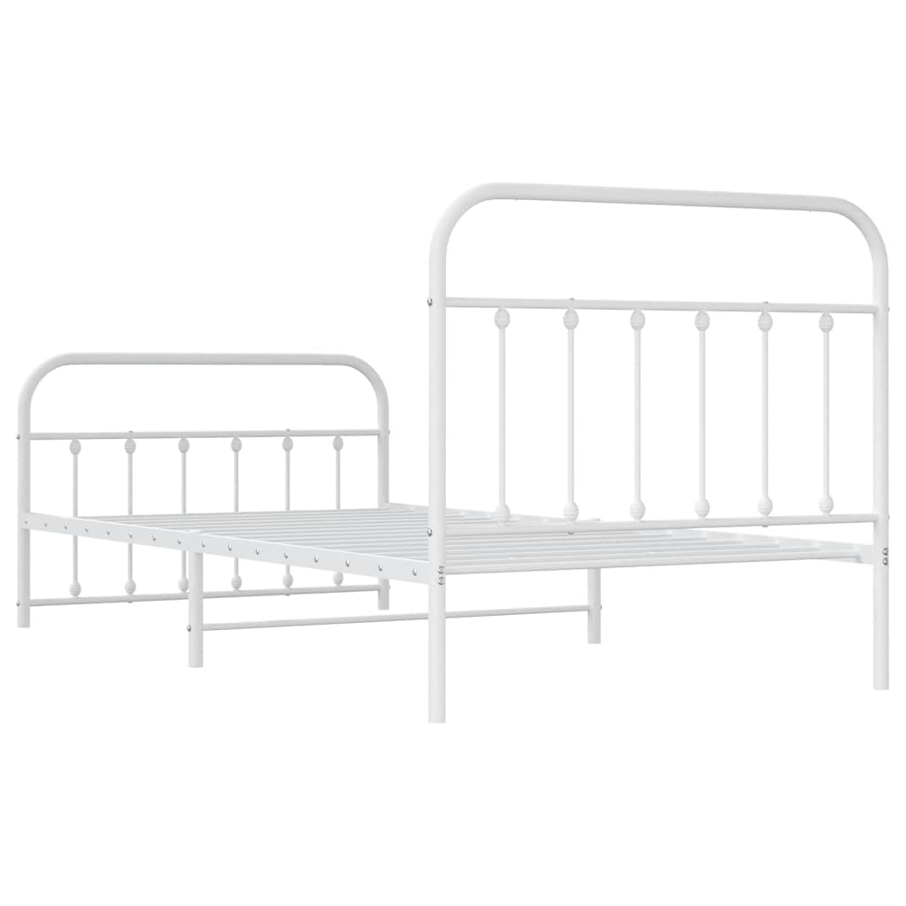 Metalni okvir kreveta uzglavlje i podnožje bijeli 100x200 cm