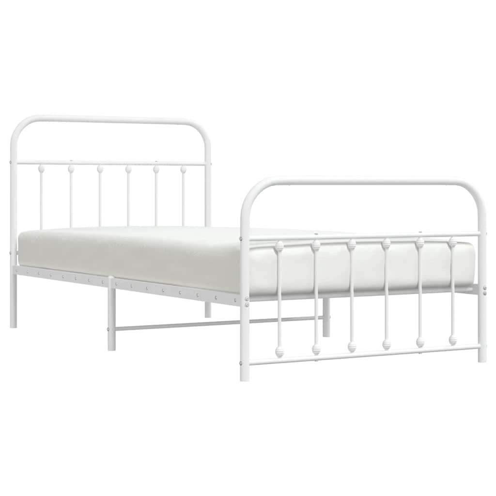 Metalni okvir kreveta uzglavlje i podnožje bijeli 107x203 cm