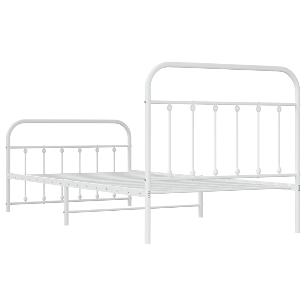 Metalni okvir kreveta uzglavlje i podnožje bijeli 107x203 cm